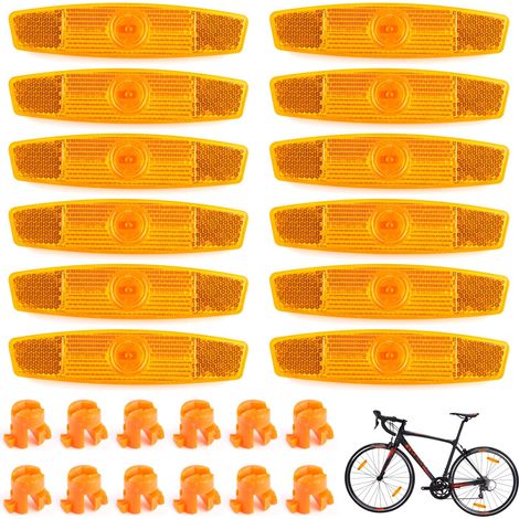 12 Pièces Vélo Route Réflecteurs,Réflecteurs Yeux de Chat,11.5x3cm Catadioptre Vélo,Rétroviseur Rayons Jaune,Reflecteur Roue Velo,Rayons de Bicyclette Multifonctions et Pratiques,pour Moto,Bicyclette (1/5)