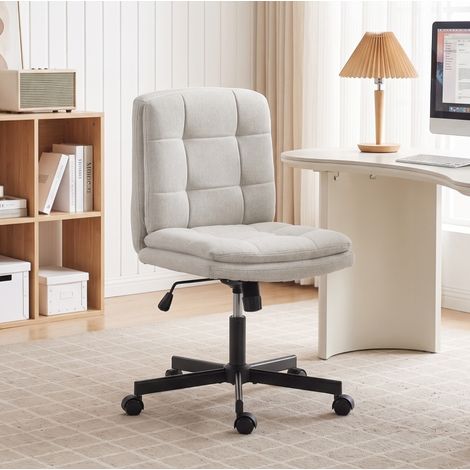 MODFU – Chaise bureau pivotante sans accoudoirs polyester – Hauteur réglable 49-59 cm et bascule – Mousse HD et charge 120 kg – Bureau – Gris clair (1/5)