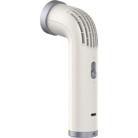 Ventilatore portatile ricaricabile con capacità di 3000 mAh, flusso d'aria potente, display digitale, bianco (1/4)
