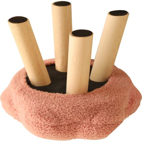 Petit Tabouret Tournesol Mignon Velours Teddy Doux Résilient Bois Repose-pieds pour Chambre Salon Canapé Rose (1/5)