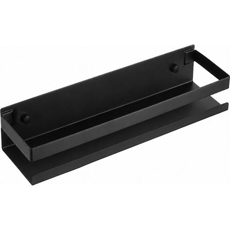Étagère murale à épices, acier inoxydable noir, 40 cm, organisateur de cuisine multifonctionnel (1/5)