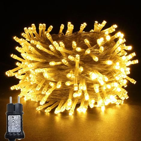 Weihnachts-LED-Lichterkette, 100 warmweiße LEDs auf transparentem Kabel für Weihnachten, Baum, Zuhause, Partys, Hochzeiten, Geburtstag, Neujahr (1/5)