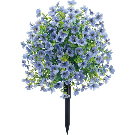 Fleurs artificielles d'extérieur, résistantes aux UV, plantes artificielles pour jardin et décoration de cour (bleues)-AquaForge (1/5)