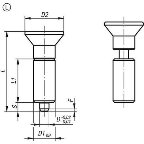 KIPP Arretierbolzen ohne Rastnut Gr.1 Form L Stahl gehärtet Thermoplast schwarzgrau (1/2)