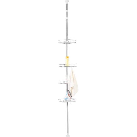 Ej.Life Teleskop Duschregal, Badregal mit vier höhenverstellbaren Körben, bad regal ohne bohren, eck teleskopregal Edelstahl rostfrei für Dusche Bad und Haushalt höhenverstellbar von 190-310 cm (1/5)