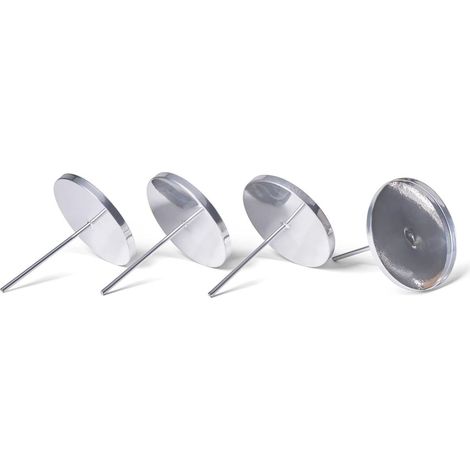 4X Pique-bougie plat 9cm argent métal pour couronne de l'Avent bougeoir décoration Noël