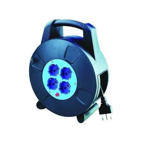 Vigor 3529015 Avvolgicavo 4 prese Schuko-bipasso 15 m con disgiuntore e cavo H05VV-F 3X1.5 mm2 colore Nero