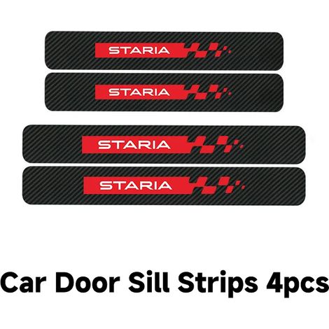 (Staria Door H-Red) Protection de seuil de porte en fibre de carbone anti-rayures, compatible avec Hyundai Staria. Accessoires auto - Bande décorative pour coffre. (1/4)