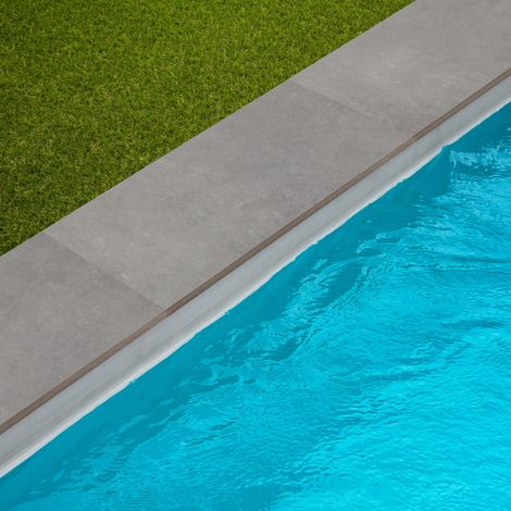 Margelle de piscine effet Béton Gris 60x28x2 cm Bord Droit Cemento  - RO'MA CARRELAGE
