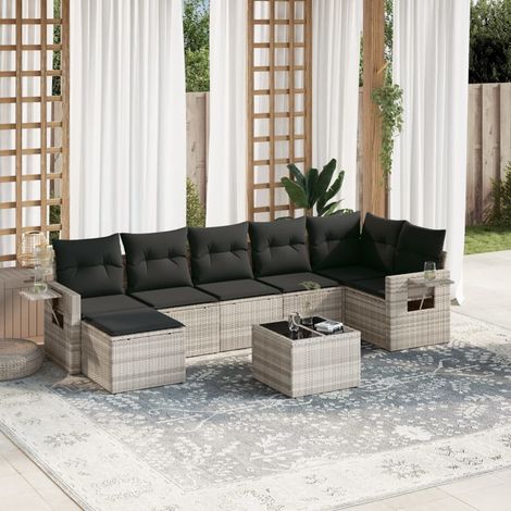 vidaXL Set de sofás de jardín 8 pzas y cojines ratán sintético gris (1/3)