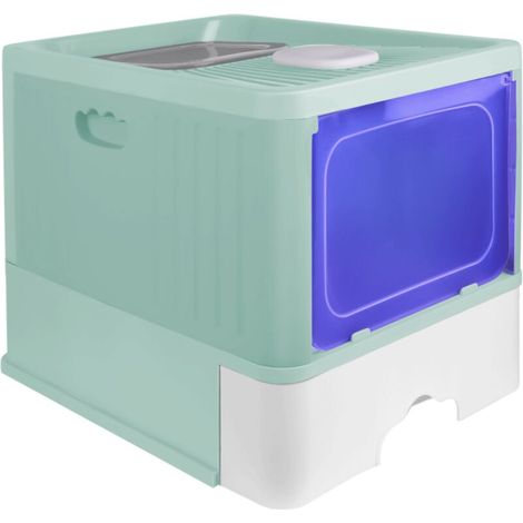 ® Bac à Litière Fermé pour Chat, Maison de Toilette,avec Pelle,chat bac à litière,Stérilisation aux Ultraviolets,48x37x38cm,vert (1/5)