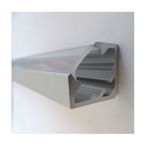 Profile alu longueur 1020mm saillie incliné avec diffuseur opale surface lisse à clip pour bandeau LED L10.8mm max