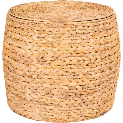 Tavolino contenitore Delia in giacinto d'acqua naturale ø43x34 cm (1/3)