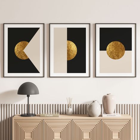 Lot de 3 Affiches / Posters Triptyque - Formes géométriques - 3 Affiches - 70x100 cm (Cadres non fournis) - Photo pleine page (1/5)