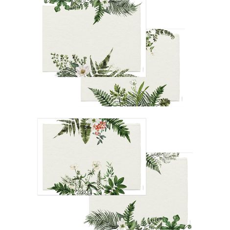 4 x 12 sets de table en papier avec motif Greenhouse 48 pièces DIN A3 Papier de qualité supérieure Sous-main avec fleurs, branches Nature, branches, vert Sets de table jetables (1/5)