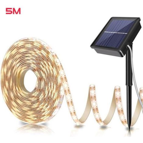 1 Ruban LED Solaire,5m,30 LEDs/mètre,Blanc Chaud 2700K,IP65 Étanche,Jardin Maison (1/4)