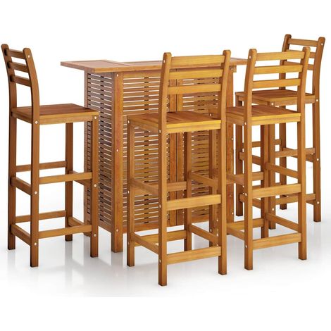 Maison Exclusive - Juego muebles de bar para jardín 5 pzas madera (1/5)