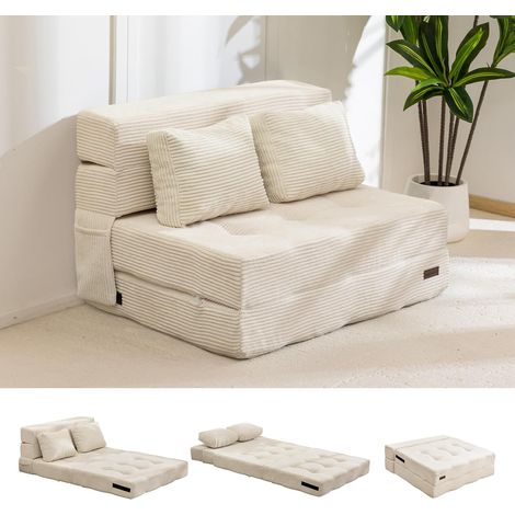 Folding Sofa Mattress for Adults and Children, Folding Mattress Adult Convertible Sofa Bed Portable with 2 Pillows, Mattress for Guests (1/5)