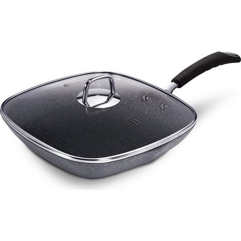 Sartén grill 28cm con tapa BERLINGER HAUS Gris Piedra Touch BH-6108 (1/5)