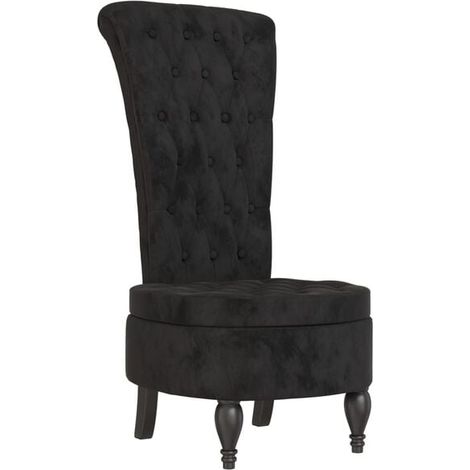 Fauteuil capitonné à dossier haut en velours noir (1/5)