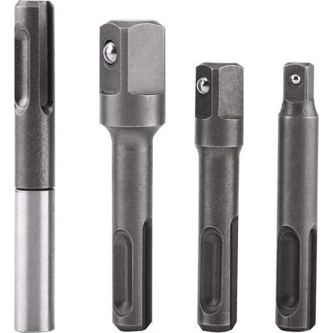 4 pièces adaptateurs SDS vers embouts 1/4", 3/8", 1/2" + rallonges magnétiques pour tournevis SDS-Plus – Compatible avec perforateurs et outils électriques