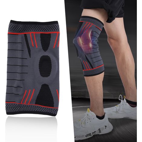 Genouillère de sport élastique et respirante pour extérieur, en nylon tricoté, protection de genouillère (rouge taille S) (1/5)