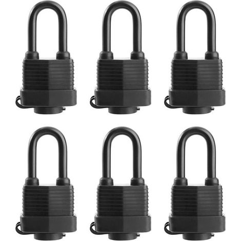 Cadenas étanche - Lot de 6 cadenas - Clés identiques - Cylindre laiton 4 goupilles - Anse acier trempé (1/5)