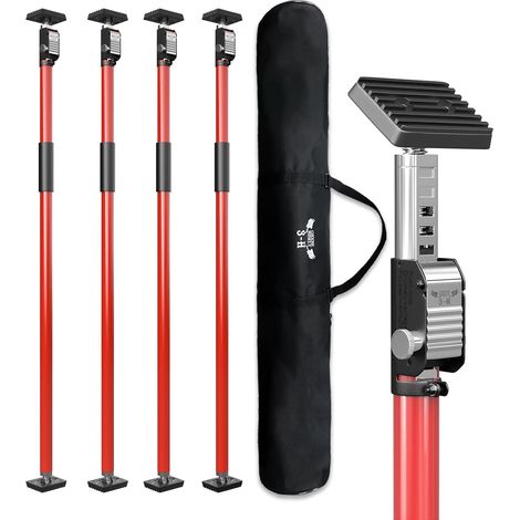 3-H Etai Telescopique Reglable 110-195cm, Tout Acier Épais,Bleu-4pcs Charge Max 50kg, Étai de Soutien Télescopique pour Plaque de Plâtre,Plafond Montage, Cadre de Porte, Armoire, (1/5)