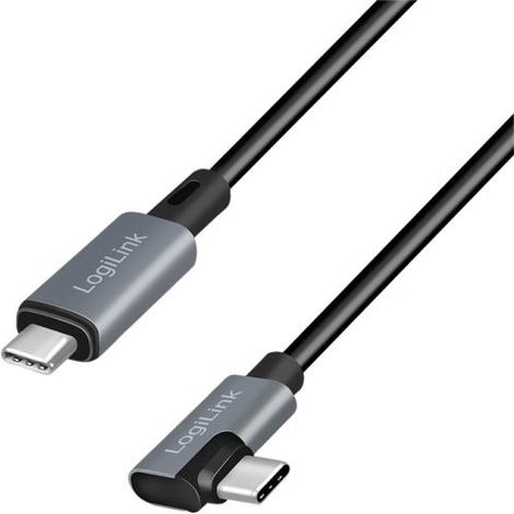 Cavo LogiLink USB-C 90° PD 100W - 2 m, E-mark, trasferimento rapido, ricarica (1/4)