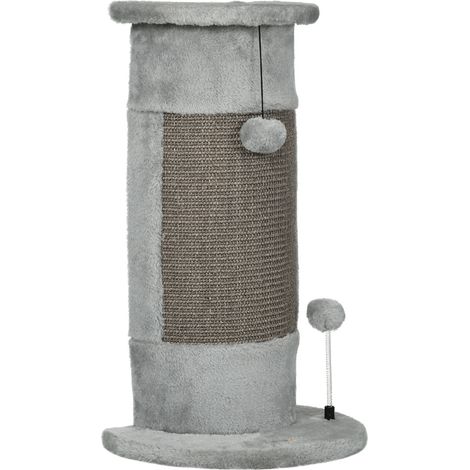 GagaGriffoir pour chats, 58 cm poteau griffoir chat coussin en sisal naturel boule suspendu et boule à ressort gris (1/5)