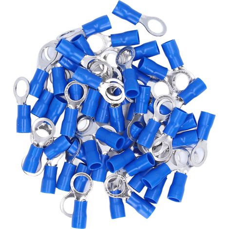 50 bornes isolées serties cuivre AWG14-12 RV5.5-8, connecteurs électriques à œil, lot de cosses à souder pour fil 2-4mm² (1/5)