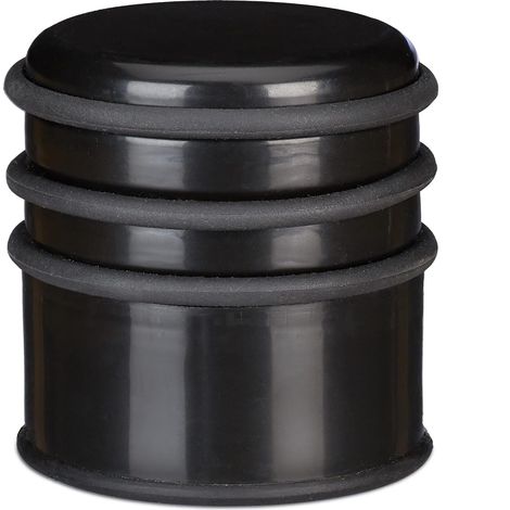 Paraspifferi da pavimento per porte e finestre, ∅ cm, anelli in gomma, nero, PP, 8 x 7 x 7 cm