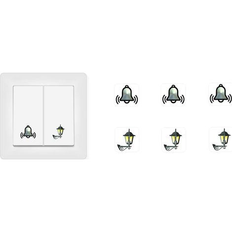 Lot de 6 autocollants pour interrupteurs, cloches, autocollants et autocollants légers, cloches, icône, éclairage de jardin Lanterne (RP22) (14 mm) (1/2)