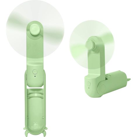 Ventilateur Portatif, Ventilateur USB Mini Ventilateur Ventilateur à Main à Piles, Ventilateur de Bureau Avec Banque D'alimentation,Vert (1/5)
