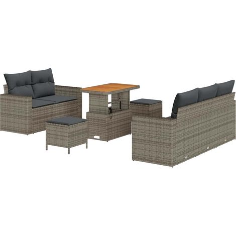 Maison Exclusive - Gartensofa-set mit Kissen 8 pcs Grau Poly-Ratt