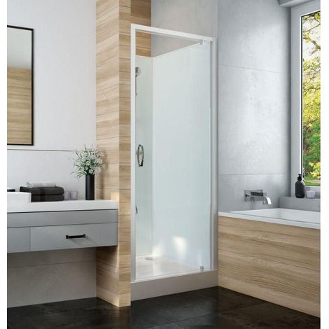 Ensemble de Douche LEDA Izi Glass 2 Porte Pivotante, Receveur, Douchette à Main et Mitigeur Thermostatique - L11IZPN080 - NEUF (1/2)