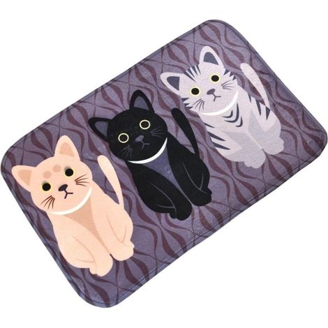 Tapis de Cuisine Antidérapant Tapis de Bain Absorbant Tapis de Devant Evier Décoratif Flannel Carpette Lavable pour Salon Chambre Salle de Bain Noir 40 x 60cm-Fei Yu (1/5)