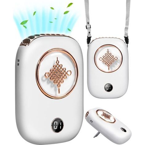 Mini-tragbarer, wiederaufladbarer Ventilator mit 3 Geschwindigkeitsstufen, LED-Akkustandsanzeige und Kabel (1/5)