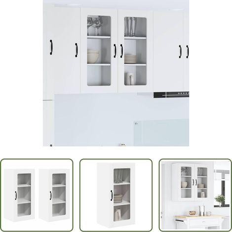 vidaXL Küchenregal - Küchenschrank mit Tür 2 pcs Weiß 40 x 31 x 80 cm Holzwerkstoff (1/5)