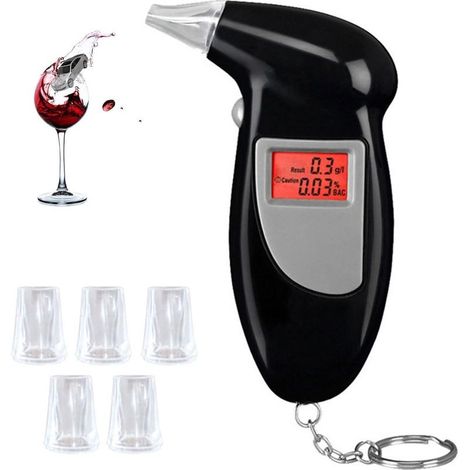 Alcootest numérique portable avec écran LCD, taille universelle, réponse rapide - Boîtier en plastique, porte-clés inclus (piles non incluses) (1/5)