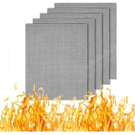 Lot de 5 tapis de cuisson en maille, antiadhésifs, réutilisables, durables, pour charbon de bois et gaz, noirs (1/5)