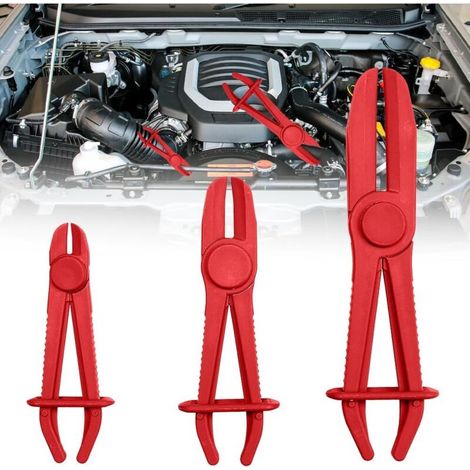 3 Pièces Pince Durite Carburant, Pinces pour Tuyaux Flexibles Pince à Collier de Serrage Pinces Tuyaux Outil de Serrage pour Tuyaux Flexibles pour Tuyaux de Frein Tuyaux Carburant(Rouge)-DOU