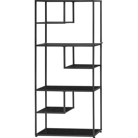 Industrieregal mit 7 Ebenen, schwarzer Stahlrahmen, 83 x 34 x 180 cm