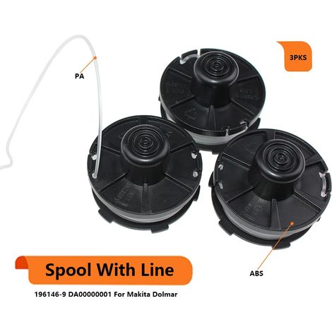 Compatible avec les modèles Makita DUR140, DUR141, DUR141Z, DUR180, DUR181, DUR181Z, DUR181RF, DUR180Z, UR180DZ et UR3000, bobine de fil pour coupe-bordures.