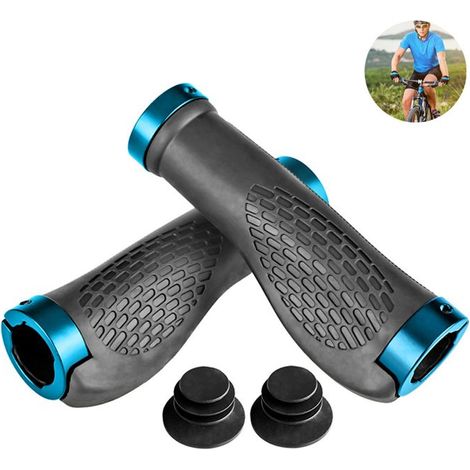 1 Paire De Poignées De Guidon De Vélo, Poignée De Vélo Ergonomique Antichoc Pour Vtt Avec Embouts (1/4)