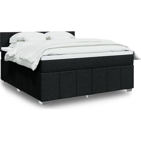 Boxspringbett mit Matratze Schwarz 180x200 cm Stoff