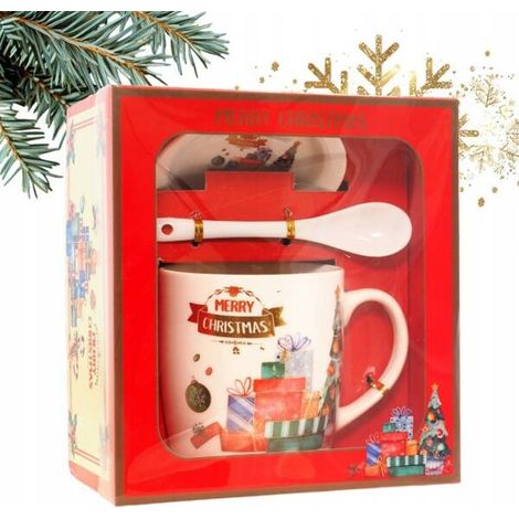 Ecarla Weihnachtstasse mit Untertasse und Löffel in einer Box KB17WZ3 400 ml (1/2)