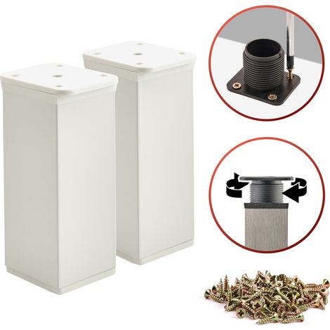 2 gambe base per mobili Sezione trasversale 40x40 mm Altezza: 100 mm Colore: Bianco + Viti incluse (1/5)