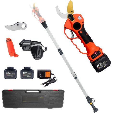 Sécateurs électriques Cisaille électrique sans Fil 25V 40mm avec prolongateur de portée 5 Pouces tronçonneuse bonsaï Coupe-Branche Ciseaux électriques Professionnels (Size : Shears Pole) (1/5)