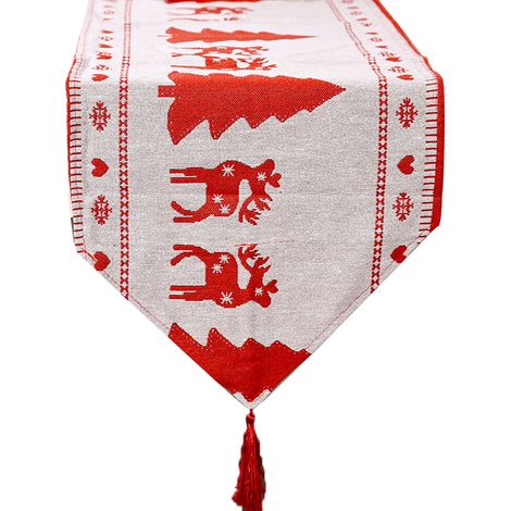 Weihnachtstischläufer mit Weihnachtsmannmotiv, kleine Tischdecke für die festliche Dekoration im Esszimmer, Stil 6